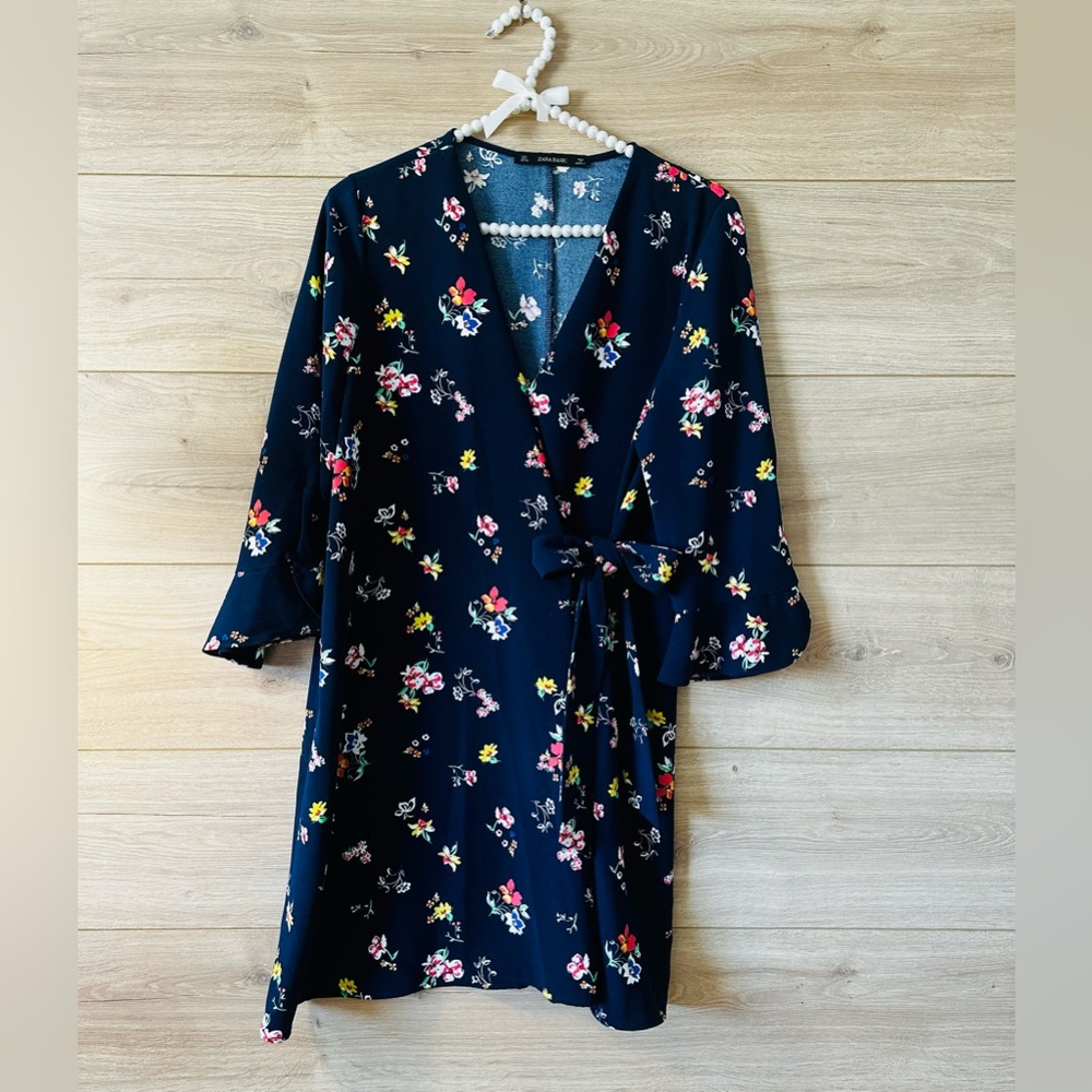Zara Navy Floral Long Sleeve Dress